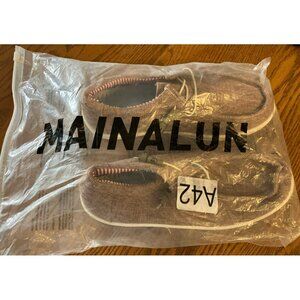 MAINALUN Mens Brown Knit Slip On Loafer Sz 9 Stars/stripes Lining New RUN SMALL